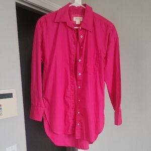 Vibrant Pink Button-Up Shirt Anthropologie